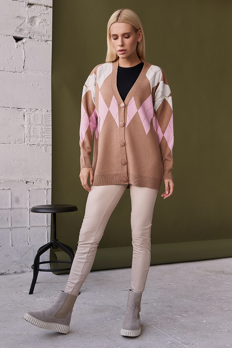 Вязаный кардиган цвета кэмел Жасмин V2142114 - Зображення 3