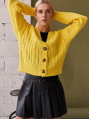 Вязаный кардиган желтого цвета Лиана V2150099