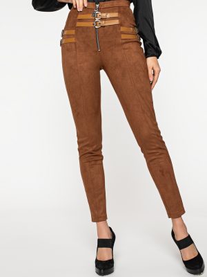 Замшевые брюки рыжего цвета Киана 4122