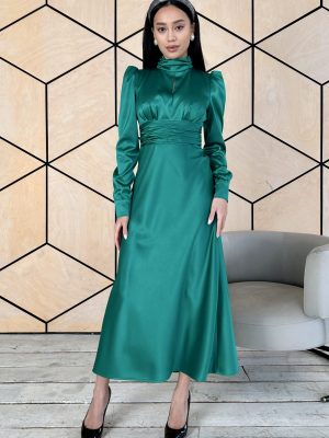 Нарядна атласна сукня  зелена 51433