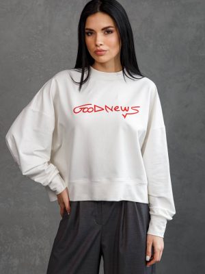 Світшот оверсайз молочний Good News 8816