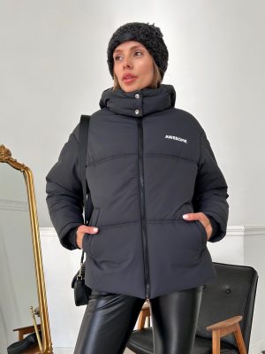 Стильний пуховик awesome графіт 7540