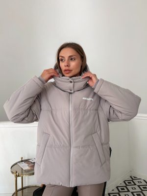 Стильний пуховик awesome пудра 7541