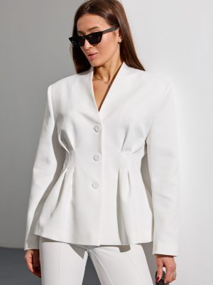 жакет приталенный молочный цвет 7145