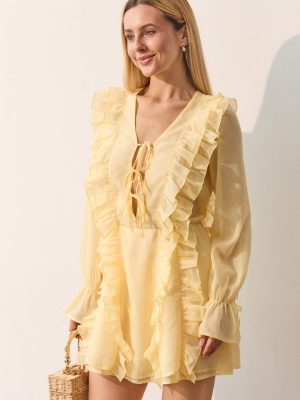 Сукня шифонова з воланами жовта 51542